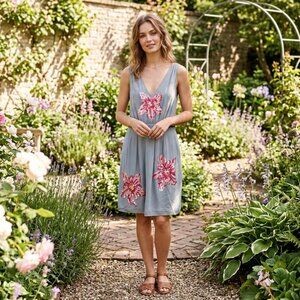 Lil 100% Silk Magnolia Fit Flare Sequin Sleeveless Cocktail Mini Dress Sz 10